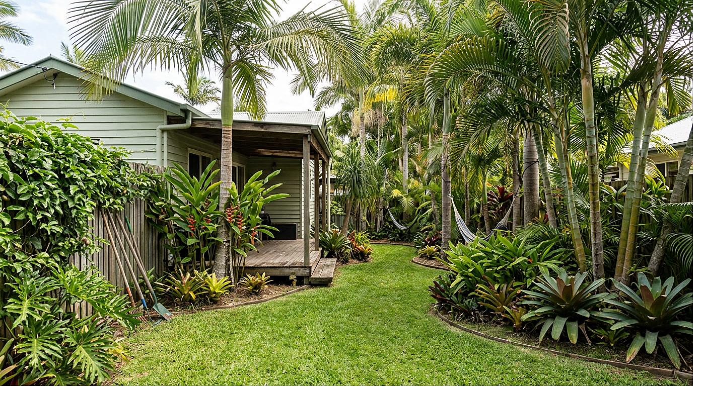 Lush Northern Rivers garden maintained by Tucki Gardens